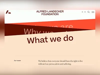 Foundation website for Alfred Landecker animation antisemitism colorful layout explanatory interface foundation website futuristic design landeckers thoughts landing page life motion graphics psychological views right to live skepticism suffering ui ux design uxui web ui website without fear