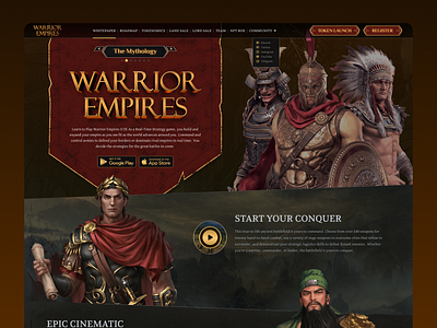 Warrior Empires blockchain crypto gaming website ui design warrior website design