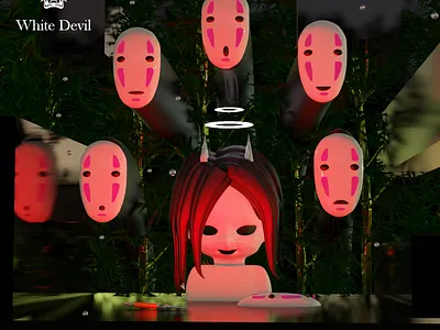 Ghost Japan Nezuko 3D 3d angel animation anime beauty blender branding character devil ghibli ghost graphic design green japan mask modeling motion graphics nezuko rendering ui