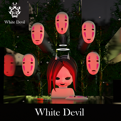 Ghost Japan Nezuko 3D 3d angel animation anime beauty blender branding character devil ghibli ghost graphic design green japan mask modeling motion graphics nezuko rendering ui