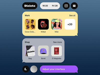 Customisable Web Interface by Dialeto bag bone coca cola color palette customized dark theme illustration interface kit kat landing page layout adjustment motion graphics nike product page product preview responsive website ui user experience web design web design