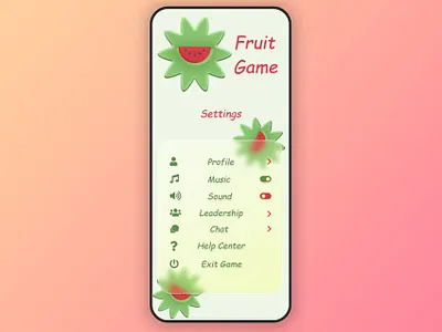 Settings Design Concept (Game) - Daily UI 007 app appdesign dailyui dailyui007 design fruit fruitgame game gamesettings graphic design icon settings settingsui ui uiux ux