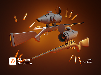 No Misses 3d 3d artwork 3d illustration blender blender3d bullet design diorama gun hunt hunter illustration isometric isometric illustration optic rifle round scope