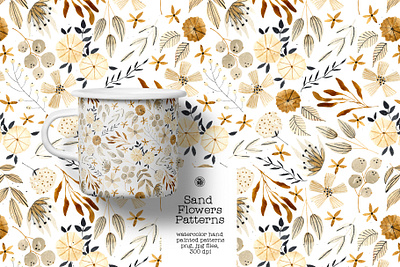 Sand Flowers Patterns - watercolor patterns set floral hand painted flowers pattern patterns seamless watercolor