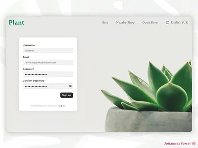 Minimalist Signup Page app authentication concept design figma green login minimal minimalist minimalist website plant signup ui ui design ui ux uiux ux webdesign website website design