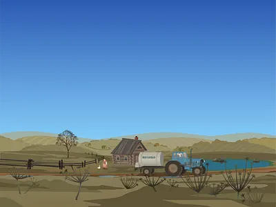 "Village. Naked" animals app illustration illustration landscape seasons vector village