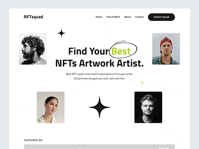 NFT Artist Website Landing Page Header branding freelancer graphic design landing page nft nft website sarfraz jasim trend ui uiux usa ux website hero