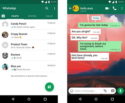 Replication of Whatsapp Android design chat figma ux