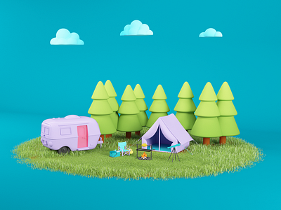 Camping 3d 3d art 3d artist 3d artwork 3d illustration 3d modeling c4d cinema 4d cinema4d graphic design render vray vrayforc4d