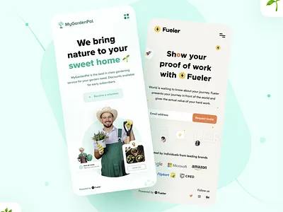 MyGardenPal & Fueler Mobile UI Design 🪴 app app design application design clean ui color design designer figma gardening green inspiration minimal ui pastle color photoshop presentation uidesign uiux ux uxdesign webdesign