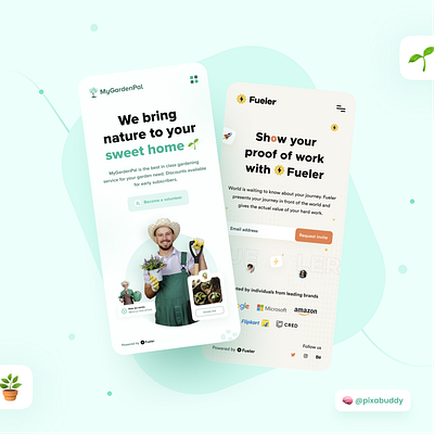 MyGardenPal & Fueler Mobile UI Design 🪴 app app design application design clean ui color design designer figma gardening green inspiration minimal ui pastle color photoshop presentation uidesign uiux ux uxdesign webdesign