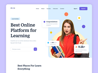 Eduplus E-Learning Landing Page Header Exploration course website design dribbble best shot e learning website education education website elearning landing page online education online learning popular design popular shot school trends tutor university web design webdesign website concept website design