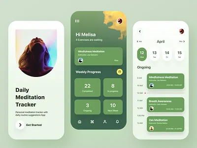 Meditation Tracker - SLAA app design designinspiration green illustration inspiration meditation meditation app ui ui design uidesign uitrends ux design uxdesign