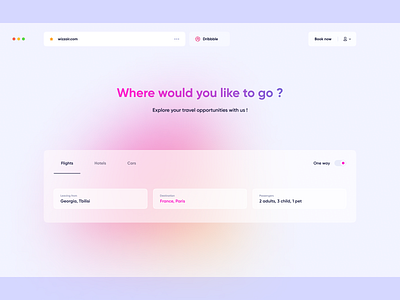 Travel Booking 2021 web design booking fly gura nicholson pink pink ui pink website safari travel app travel web design ui ux web web design wizz wizzair