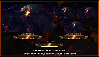 Twitch - Dragon Fire Themed Stream Overlay Package animation design etsyseller graphic design motion graphics stream overlay streamer twitch twitch overlays