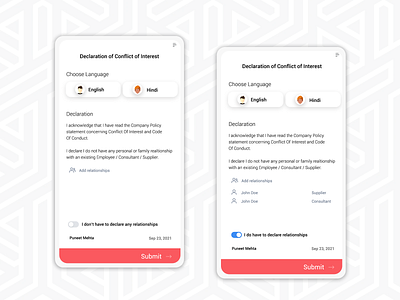 Conflict of Interest Declaration android app design app ui clean app design design ios ui ux