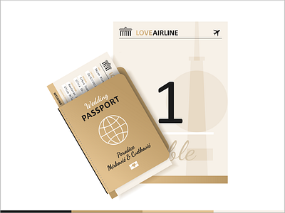 Wedding Passport airplane booking branding couple couples date design flying illustration invitation logo marrige pass passport plane ring ticket travel vector wedding