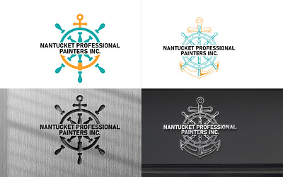 Nantucket Professional Painters Inc Logo Design anchor logo branding design flat iconic logo logo logo design ship wheel