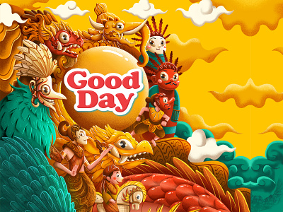 Good Day Bottle Illustration assets atribut bali bapang bottle branding culture design hudoq illustration indonesia jakarta label mask packaging reog tradition ui vector