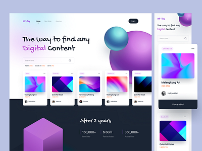 NFTzy - Market Place art crypto hero homepage landing page market place nft sale shope web web design