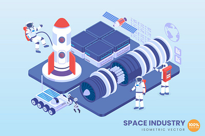 Isometric Space Industry Concept 3d 3d animation 3d art 3d concept 3d illustration agency app business character concept conceptual development flat illustration illustrations landing page page vector web website