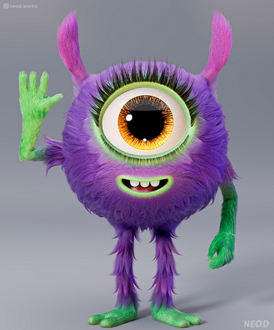 One Eye Monster 3d 3dcharacter 3dmodeller arnold cgi characterartist cinema4d design furry groom grooming illustration monster