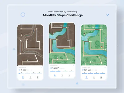 Monthly steps challenge - Zen Walk checkpoints map path points progress road route run steps walk