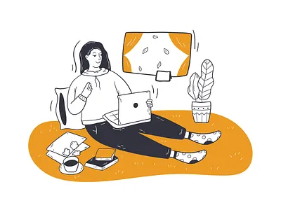 Home schooling art artist artwork character cute design doodle doodles girl graphic design illustrator line line art loose line minimal vector vector art wfh woman work