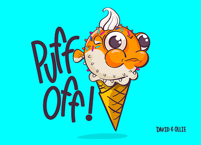 Puff Off animals cone design funny graphic design ice cream illustration puffer fish vector