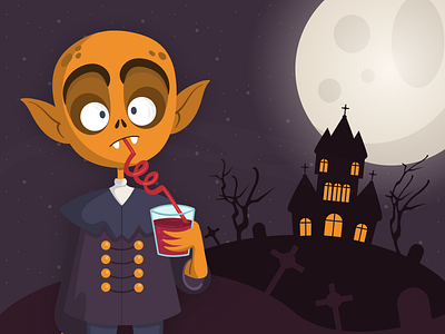 Horror Scene - Visual Composition 👻 cartoon clean concept dark flat style fun game halloween horror illustration simple terror vampire visual design yellow