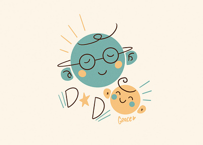 Happy Papa characters illustration