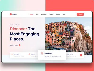 Travelo Landing Page agency branding colorful curvedesign design design inspiration landingpage servicepage travel travelagency travelwebsite trend trendy uiuxdesign uuiux