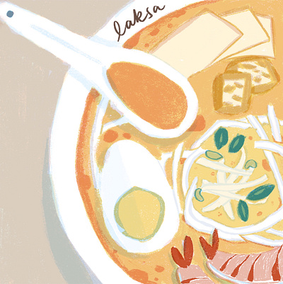 Laksa Noodle Bowl Illustration design drawing illustration illustrator malaysia noodles singapore whitneymakesthings