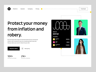 Finance Protect - Web Design aziz xabibullaev bank web site batix clean design finance invest minimal money protect save transfer ui ui app ui design ui ux web design web page web site webdesign