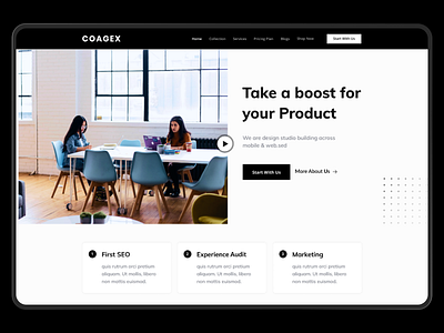 Coagex Landing Page agency branding colorful design design inspiration illustration landingpage minimaldesign minmal monocolor uiuxdesign web webdesign