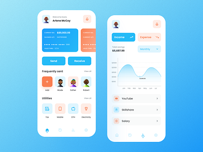 Finance Application - Home Feed and Statistics app design finance app minimal ui ux