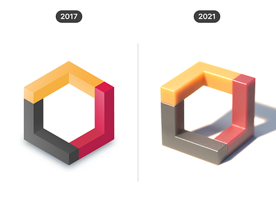 3D shapes (2017 vs 2021) 2d 3d 3d shape c4d cgi comparison creative design graphic design illustration progress render vector visual