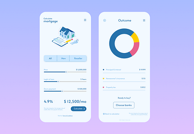 Mortgage Calculator UI Design app branding calculator dailyui day10 design illustration mortgagecalculator uidesign ux uxdesign vector