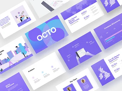 Octo Presentation/Pitch deck Slides branding data data visualisation deck design graphic design illustration infographic keynote layout pitch pitch deck pitchdeck powerpoint presentation presentation template realestate slide storytelling ui