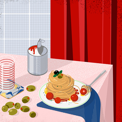 Still here still life [59] delicious design dinner food foodie illustration olives red spaghetti vector