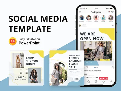 Fashion Social Media PowerPoint Template branding business creative design facebook fashion graphic design illustration infographic instagram post logo powerpoint powerpoint template presentation social media social media post spring ui