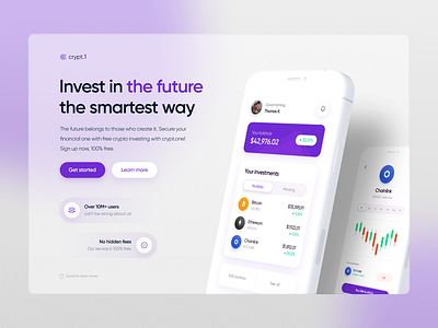 Crypt.1 - Crypto Trading Landing Page design illustration inspiration interface logo minimal mobile mobile app mobile design