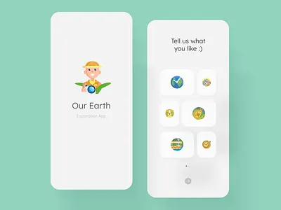 Our Earth - Exploration App animation cleanui icon animation interaction interaction design interactive loading loading animation mobile animation mobile ui motion graphics nature selection splash screen tourism travel travel app ui animation