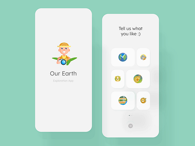 Our Earth - Exploration App animation cleanui icon animation interaction interaction design interactive loading loading animation mobile animation mobile ui motion graphics nature selection splash screen tourism travel travel app ui animation