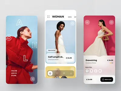 Fashion Store App Design app design clothing color colourful design e commerce fashion latest store trending ui uiux ux woman
