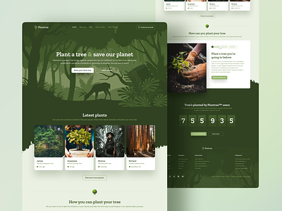 Plant a tree web app UI design concept branding ecology environment interface design landing page mobile app mobile view planet earth ui ui concept ui design uiux