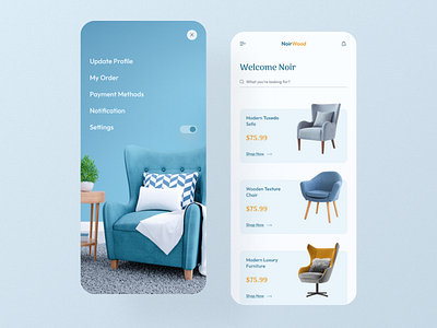 Furniture Shop Mobile App app design armchair branding e commerce app furniture app furniture store homedecor ios app minimal mobile app mobile app design mobile ui product design shop sofa trending typography ui ui design uiux