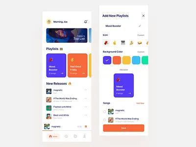 Music App Concept add new creating dailyui emoji iconic mobile app music app playlist song ui design