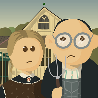 American Gothic - Study picture. american gothic art design famous illustration kainguyen
