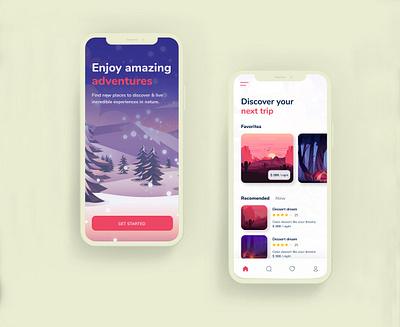 Discovery travels App design illustration minimal ui ux uxui